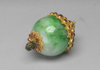 图片[2]-Jadeite button inlaid with gold and gems, Qing dynasty, 18th-19th c., work of the Muslim regions-China Archive